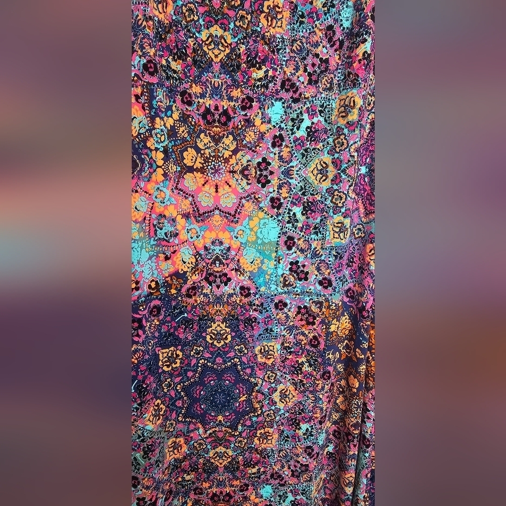 EUC Artisan NY Mandala Geometric Design Long Maxi Skirt Turquoise Blue Pink M - Picture 4 of 7